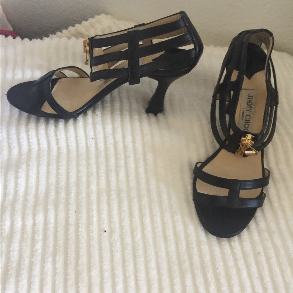 Jimmy Choo Black Leather Heels sandals